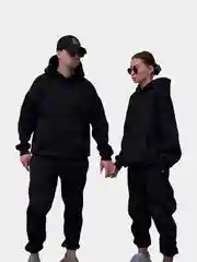 Черный костюм утепленный на флисе унисекс