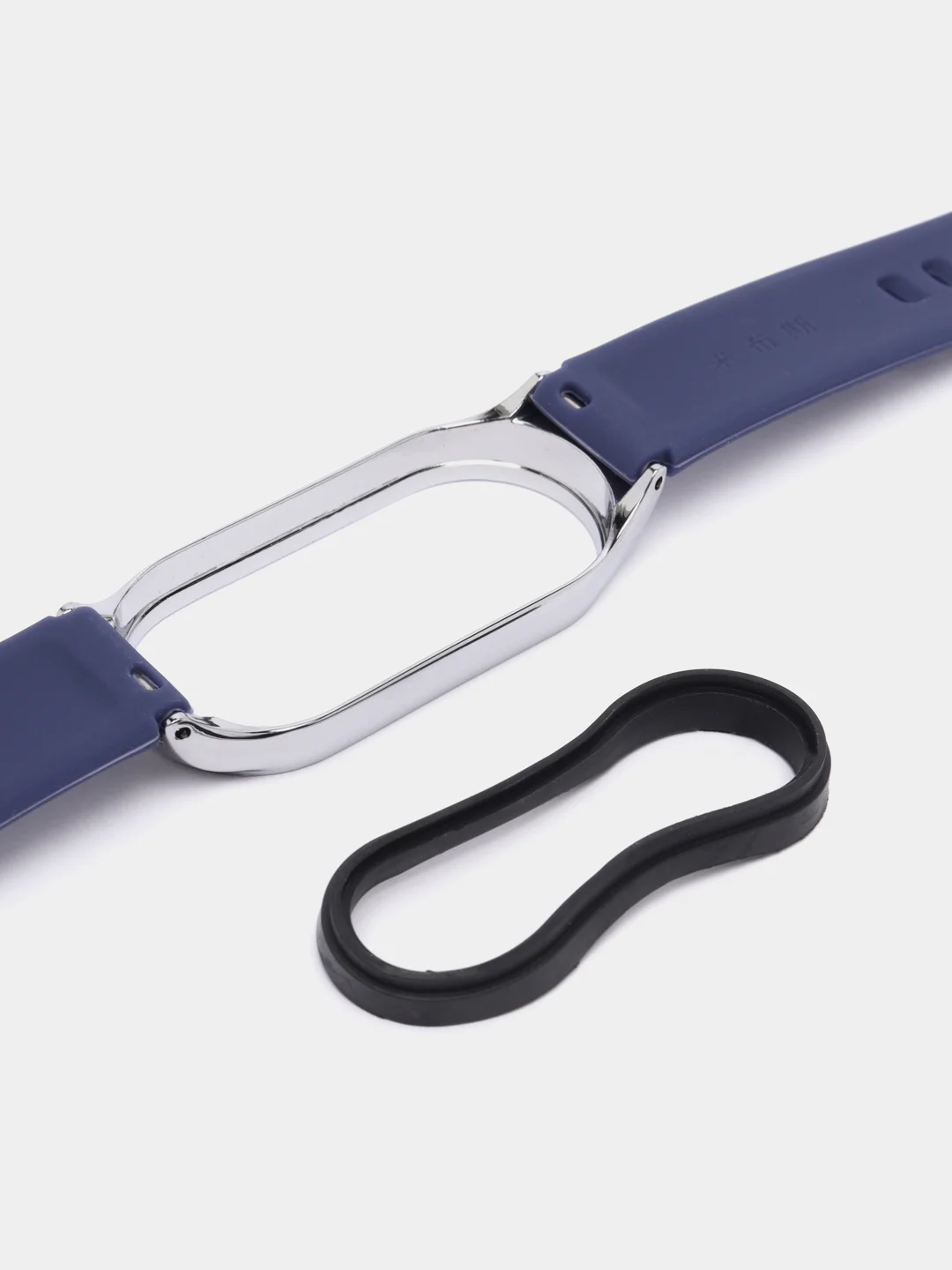 Синий ремешок для Xiaomi Мi band 7 (ксяоми ми бэнд) силиконовый металлический фитнес часы трекер