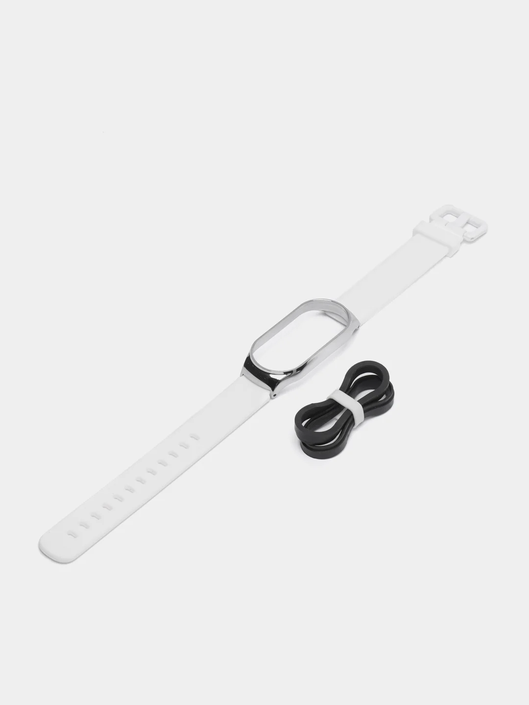 Белый ремешок для Xiaomi Мi band 7 (ксяоми ми бэнд) силиконовый металлический фитнес часы трекер