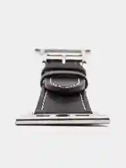 Черный кожаные ремешки для Apple Watch 3, 4, 5, 6, 7, SE, 38 / 42 / 40 / 44