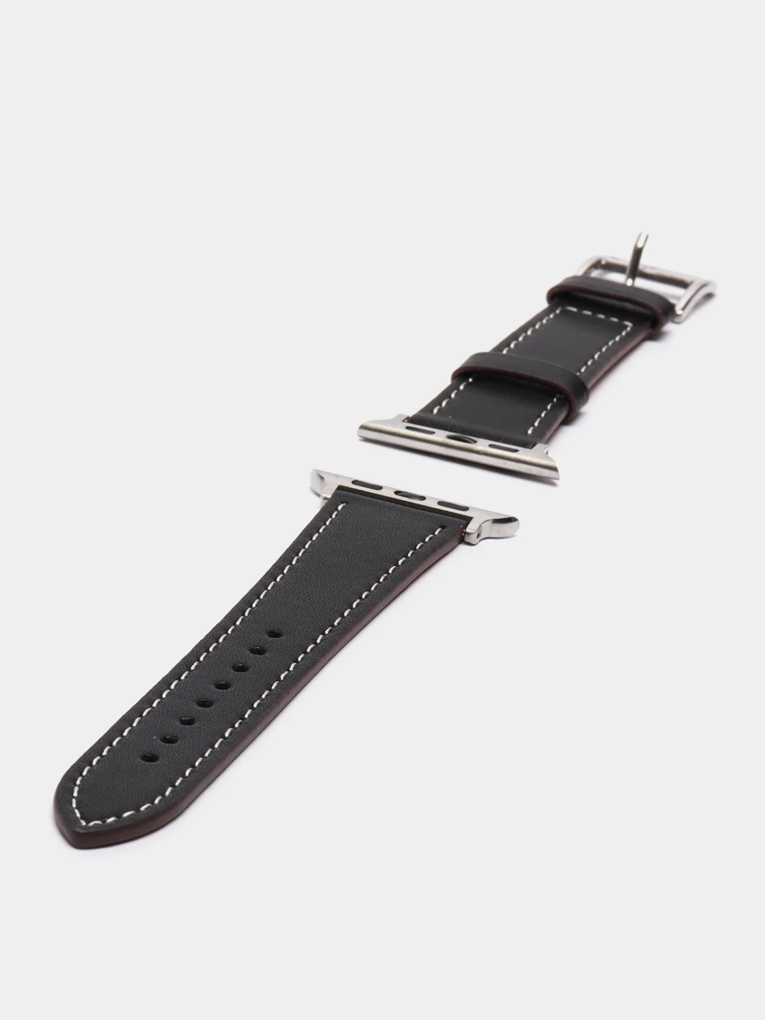 Черный кожаные ремешки для Apple Watch 3, 4, 5, 6, 7, SE, 38 / 42 / 40 / 44