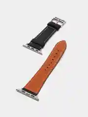 Черный кожаные ремешки для Apple Watch 3, 4, 5, 6, 7, SE, 38 / 42 / 40 / 44