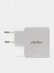 Сетевое зарядное устройство Perfeo с разъемом 2 x USB, 3.4А, белый, Cube 2, PFA4132