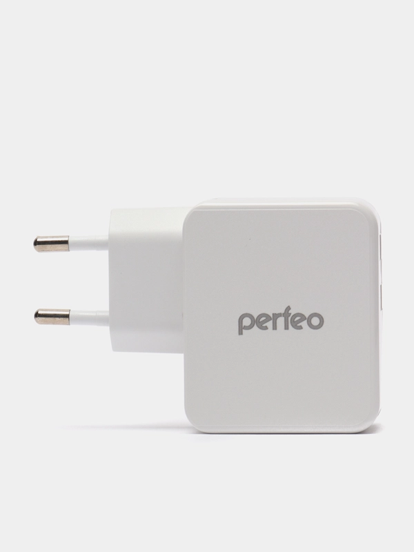 Сетевое зарядное устройство Perfeo с разъемом 2 x USB, 3.4А, белый, Cube 2, PFA4132