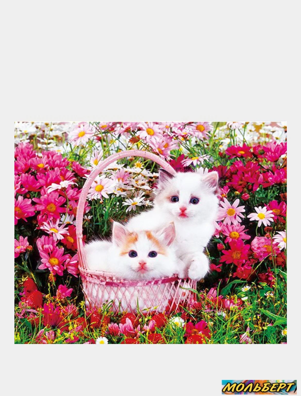 Кораллово-розовый алмазная мозаика "Цветы" без подрамника, 30х40 см