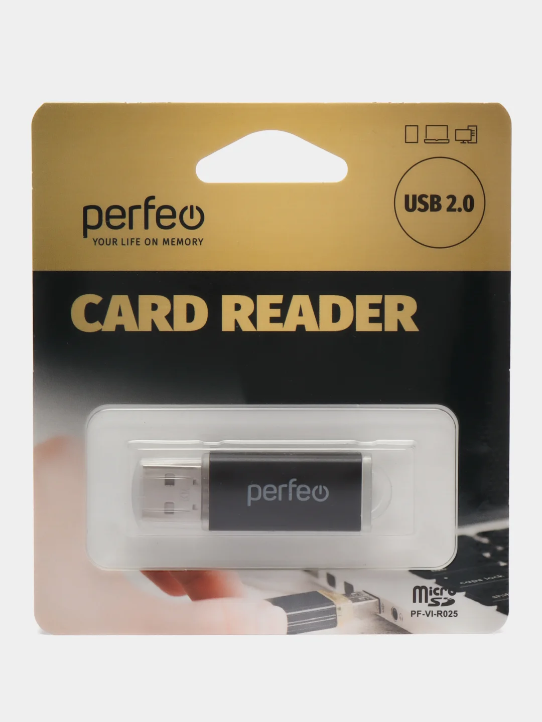 Черный perfeo Card Reader Micro SD, PF-VI-R025