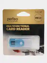 Синий картридер Perfeo Card Reader, SD/MMC+Micro SD+MS+M2
