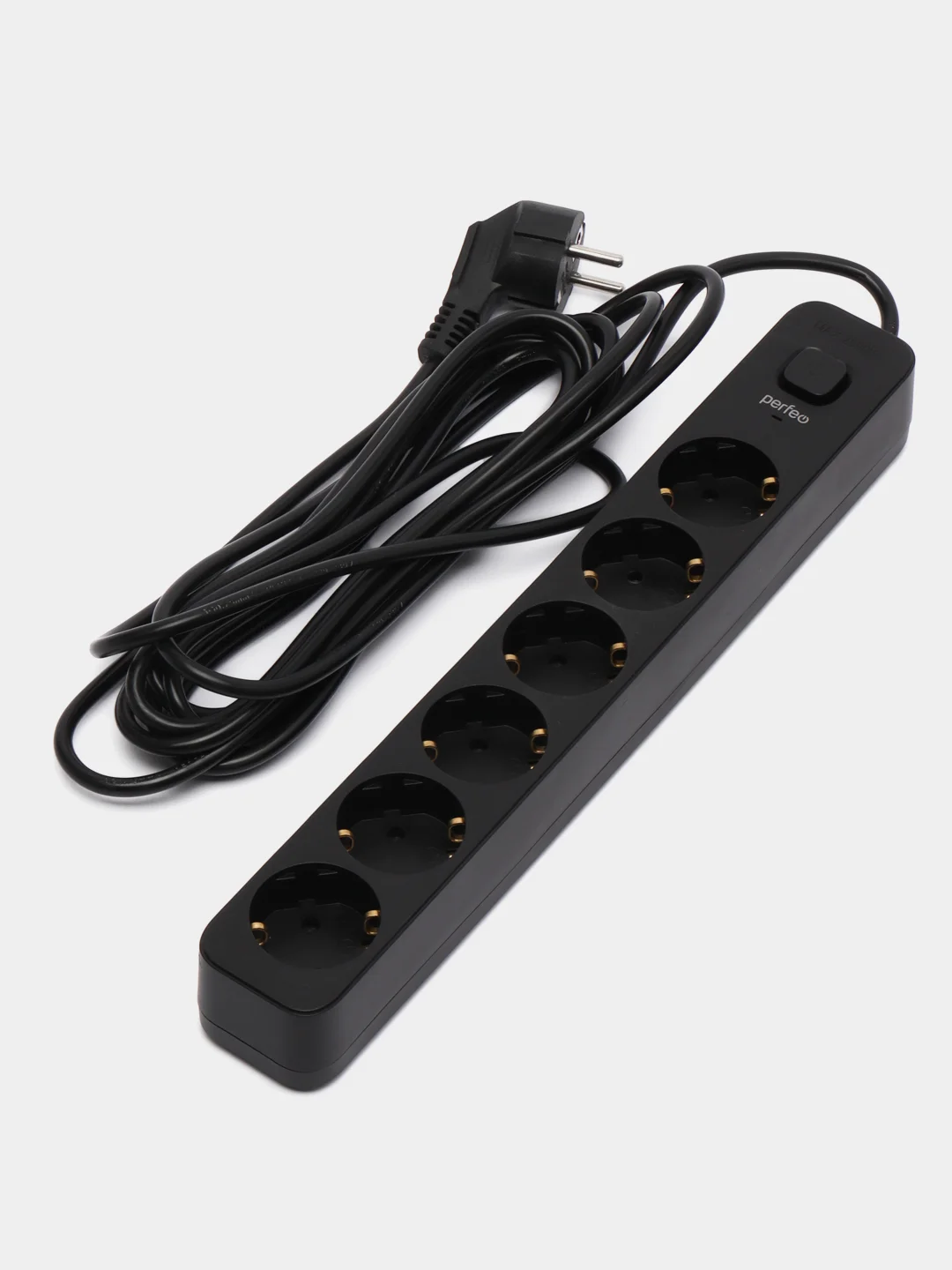 Черный perfeo сетевой фильтр "POWER STREAM", 2500W, 5 м, 3/4/5/6 розеток, цвет белый/чёрный