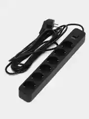 Черный perfeo сетевой фильтр "POWER STREAM", 2500W, 5 м, 3/4/5/6 розеток, цвет белый/чёрный