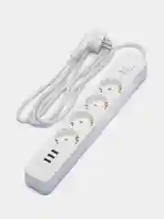 Белый perfeo сетевой фильтр "POWER STREAM", 2500W, 2,0м, 4 розетки, 3 USB, цвет белый/чёрный