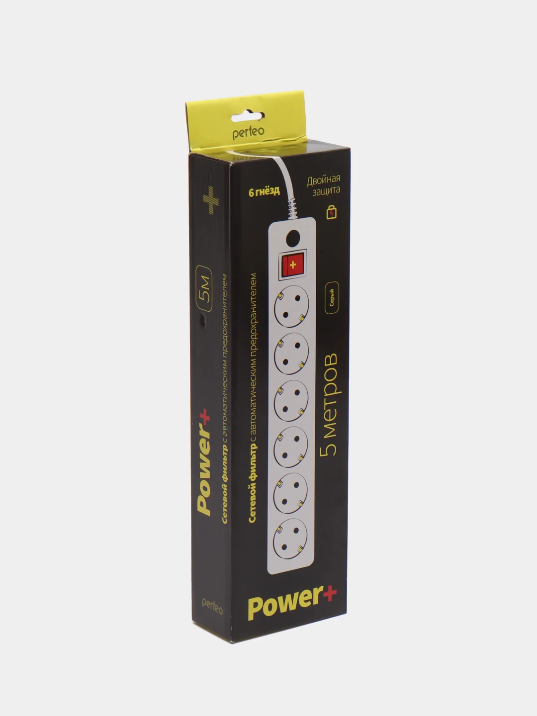 Perfeo сетевой фильтр "POWER+", 1,8/3/5м, 3/5/6 розеток, серый