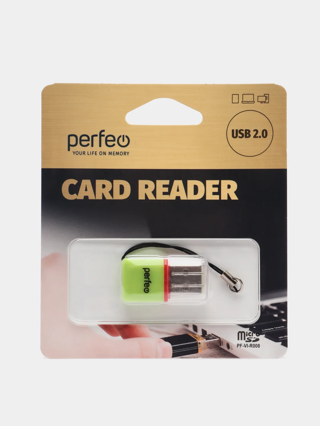 Perfeo Card Reader Micro SD, PF-VI-R008 Green