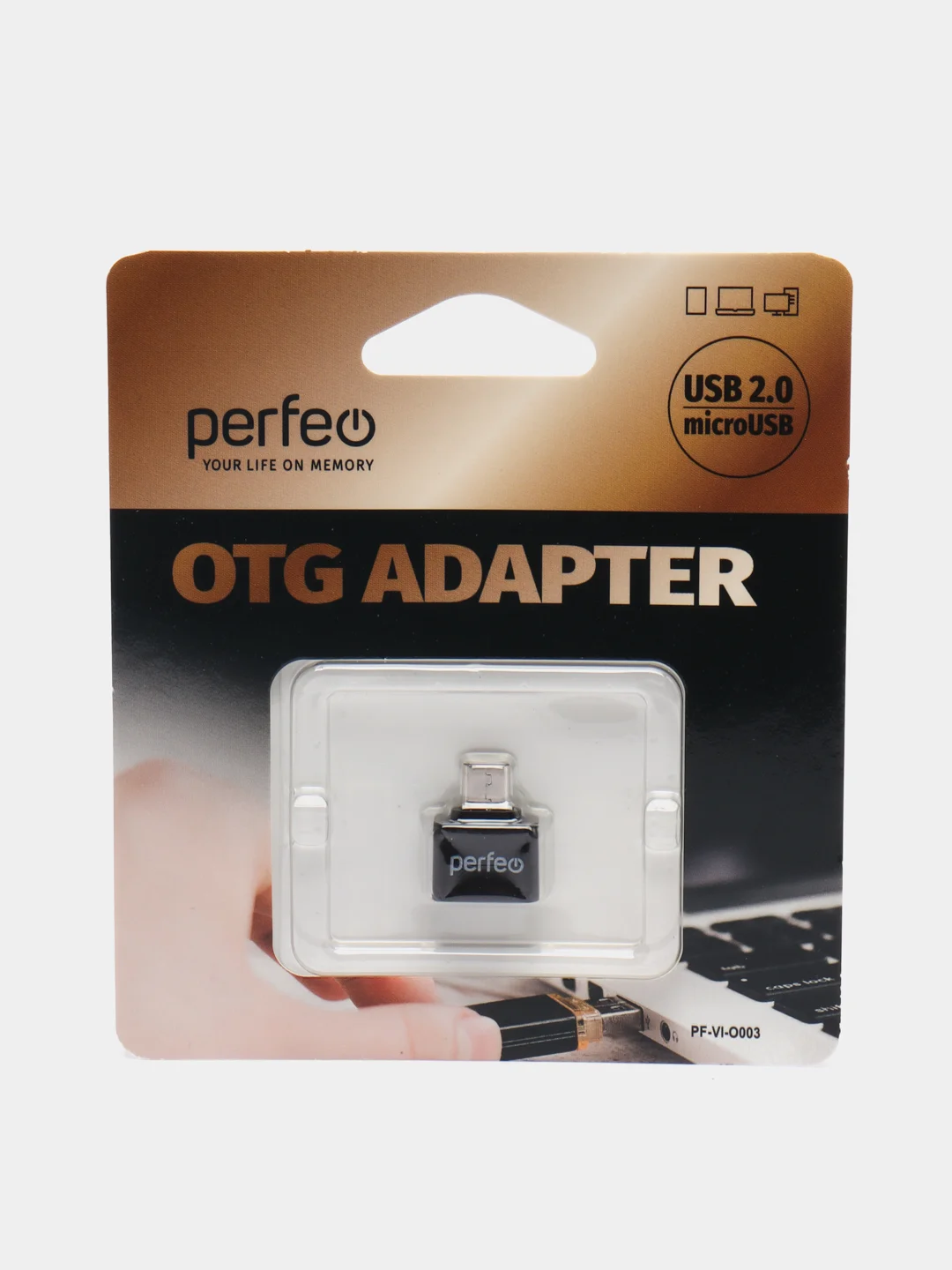 Черный адаптер USB OTG Perfeo, PF-VI-O003