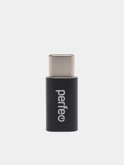Адаптер Perfeo micro USB на Type-C c OTG, чёрный, PF-VI-O005