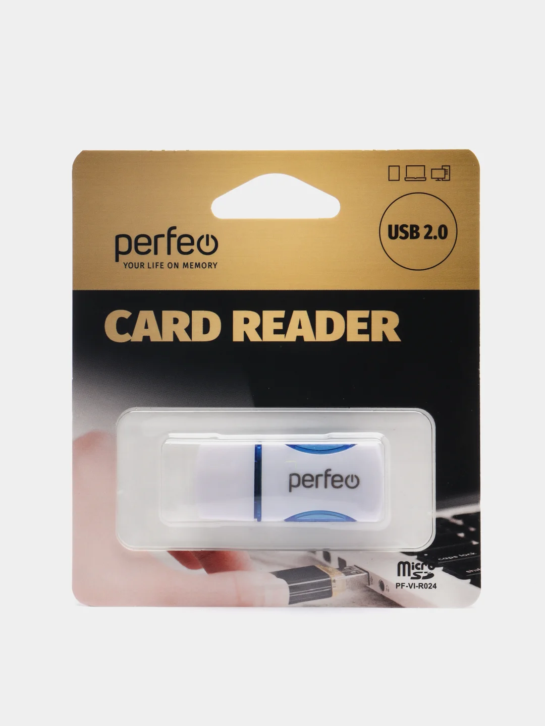 Синий perfeo Card Reader Micro SD, PF-VI-R024