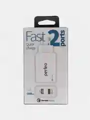 Сетевое зарядное устройство Perfeo Fast 2 с разъемом 2 x USB, QC3.0, белое, PFA4141
