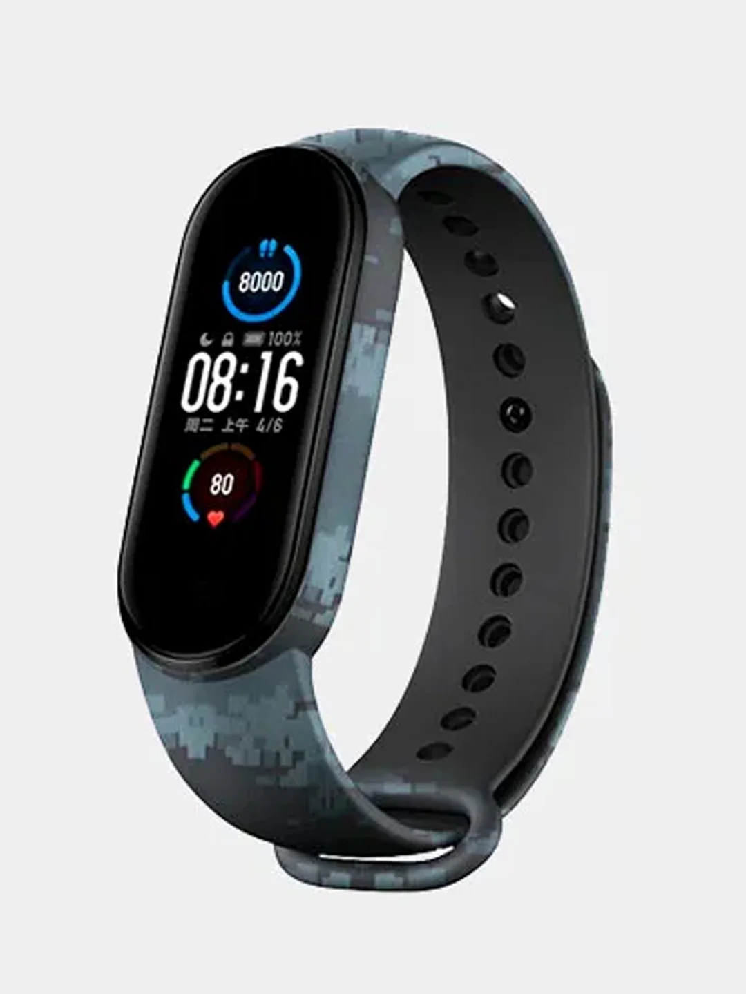 Черный силиконовый ремешок для фитнес-браслетов Xiaomi Mi Band 5 / 6