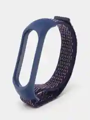 Темно-синий ремешок нейлоновый для Xiaomi mi band 4/5/6/7, на липучке, Сяоми ми банд
