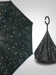 Серый инвертированный женский зонт, двухслойный