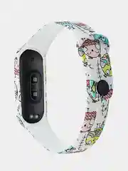 Серый меланж силиконовый ремешок для фитнес-браслета Xiaomi 3/4 с рисунком