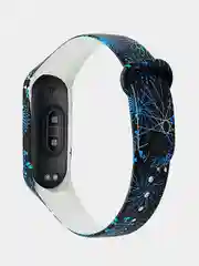 Серый силиконовый ремешок для фитнес-браслета Xiaomi 3/4 с рисунком