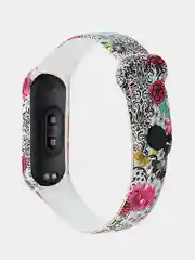 Белый силиконовый ремешок для фитнес-браслета Xiaomi 3/4 с рисунком