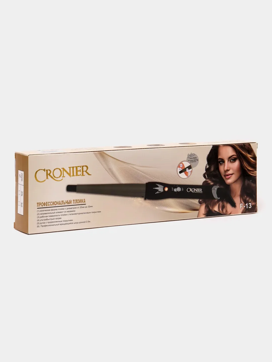 Конусная плойка, утюжок, для завивки волос Cronier F-13