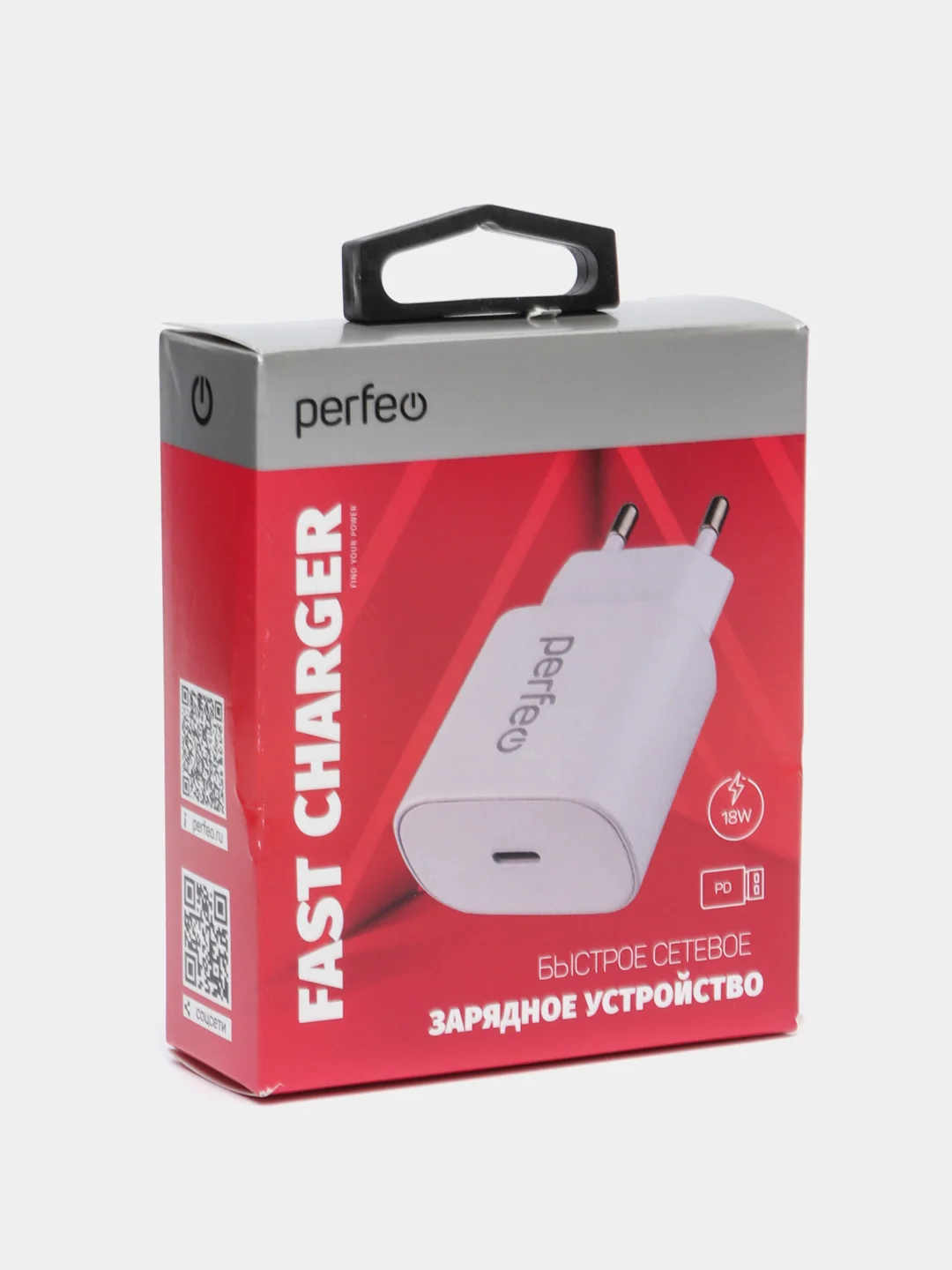 Белый сетевое зарядное устройство Perfeo с разъемом Type-C, 18 W, 2 цвета