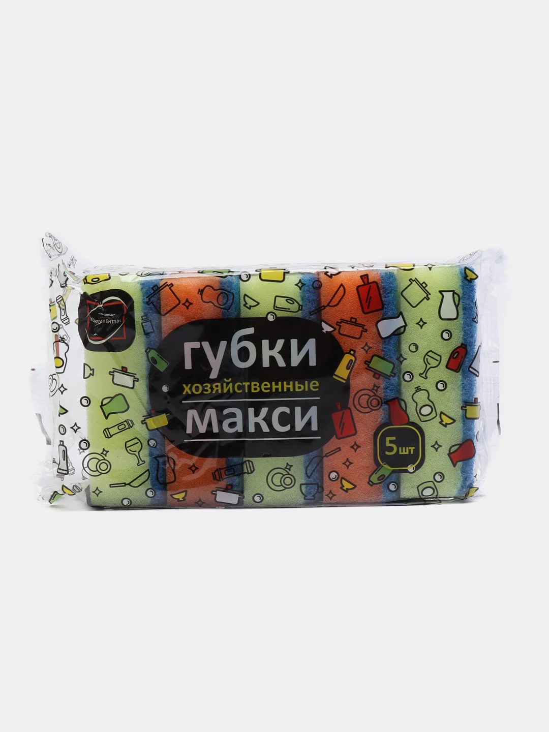 Алый губки хозяйственные для мытья посуды "Макси", 9,0 х 6,0 х 3,0 см, 5 штук