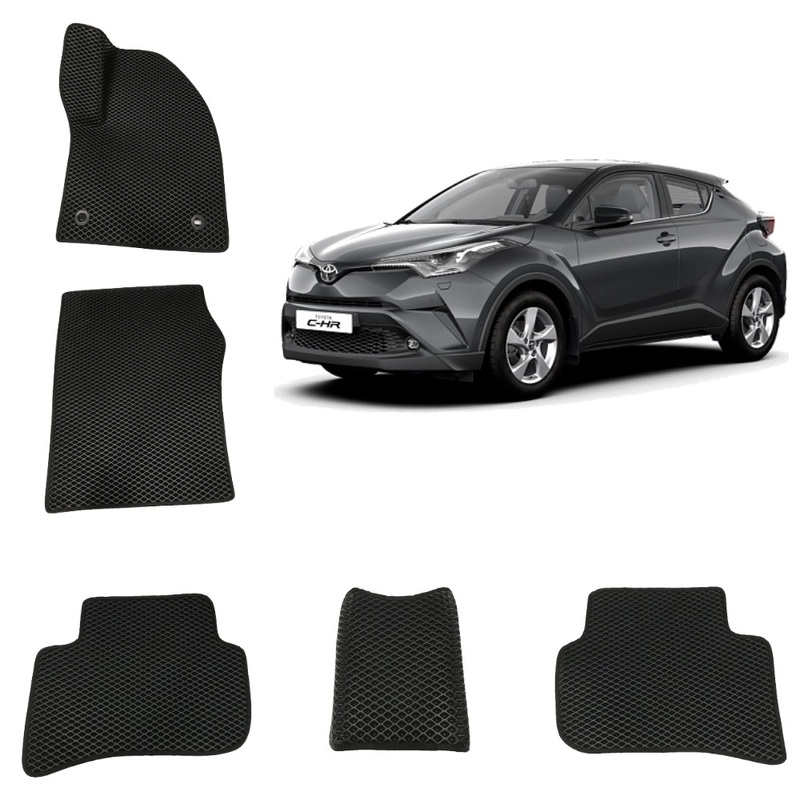 Автомобильные 3D-коврики EVA / ЕВА /ЭВА для Toyota C-HR 1 / Тойота Ц-ХР 1 поколение