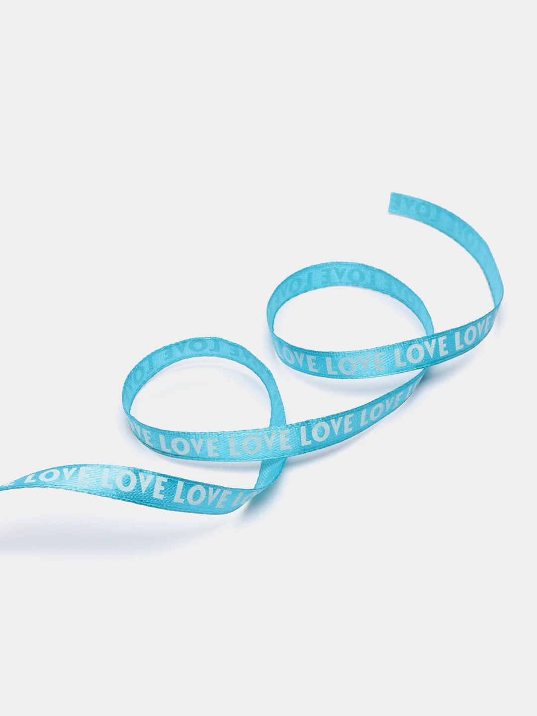 Бирюзовый атласная лента "Love", 10 мм