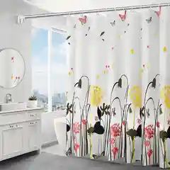 Желтый штора для ванной комнаты с кольцами, 180 х 180 см