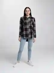 Черный рубашка в клетку, утепленная