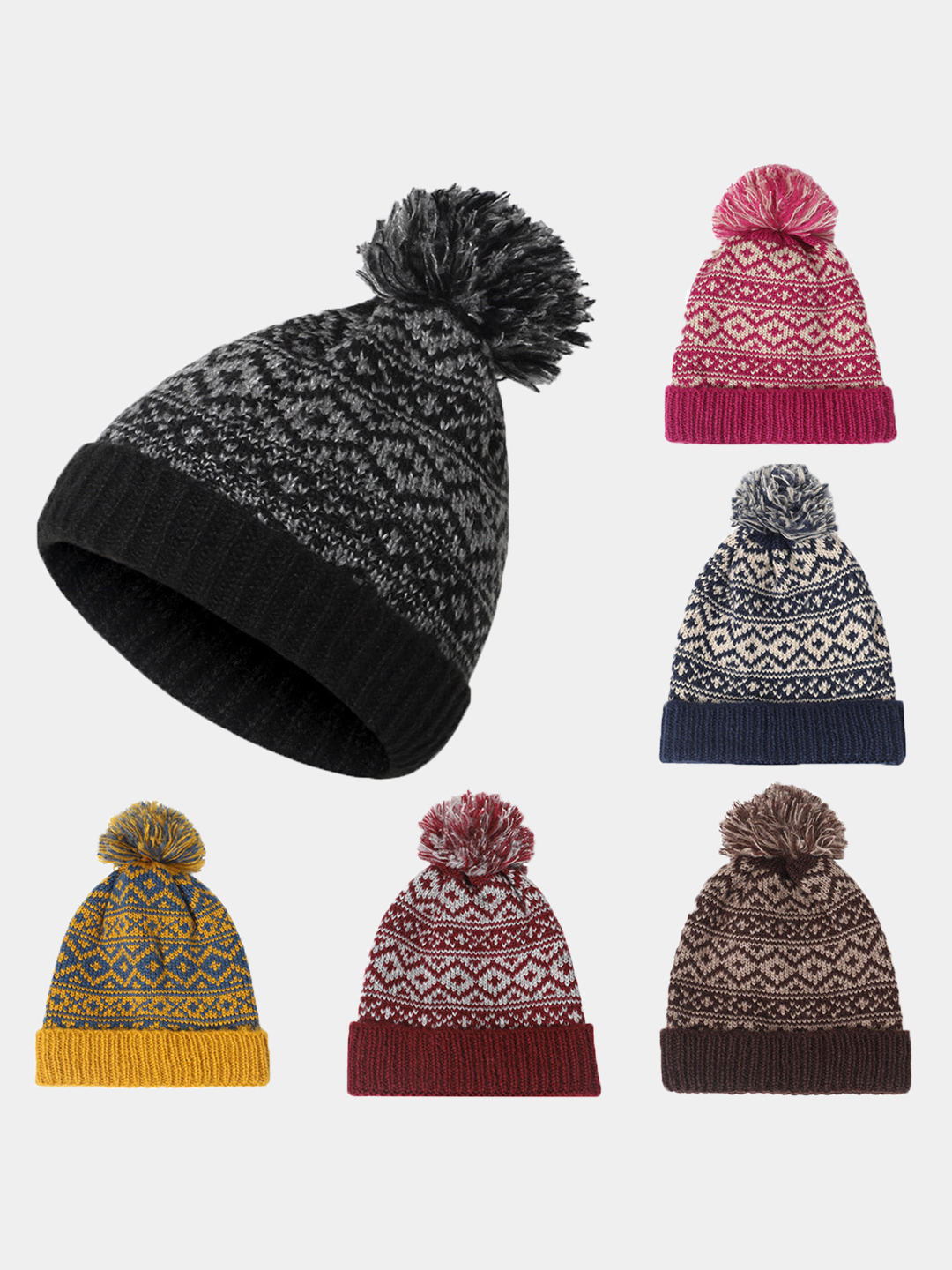 Зимняя мужская шапка с помпоном купить по цене 499 ₽ в интернет-магазине  KazanExpress