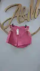 Розовый шорты джинсовые женские, на шнуровке сбоку