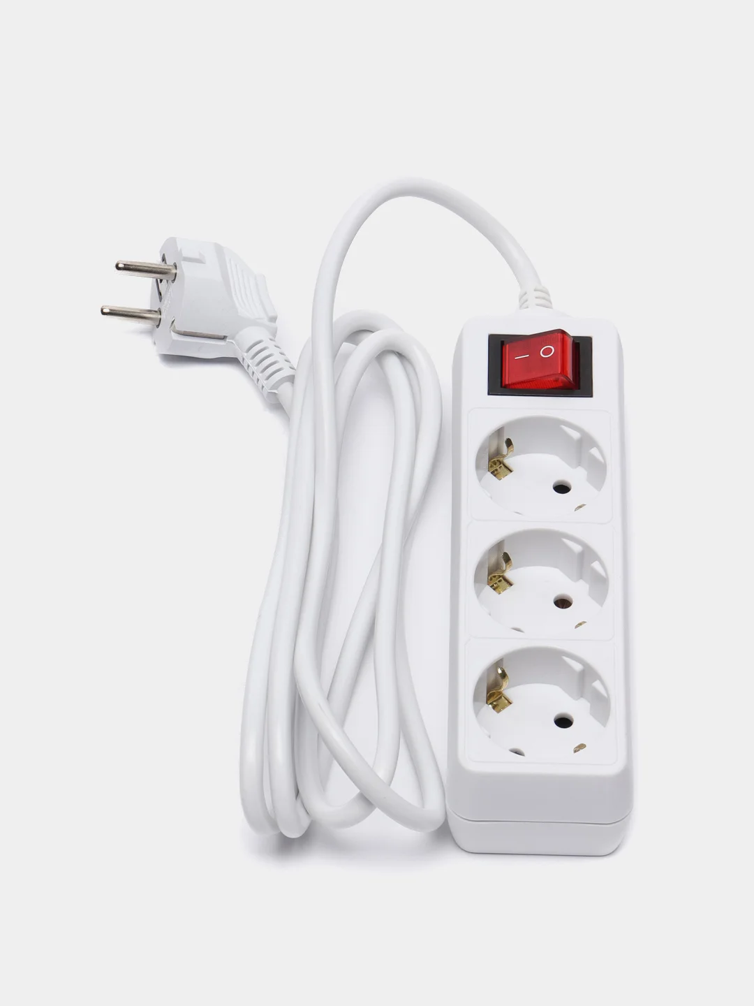 Белый сетевой удлинитель с кнопкой Perfeo "Powermate", 1,8 м