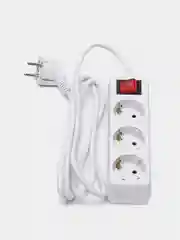 Белый сетевой удлинитель с кнопкой Perfeo "Powermate", 1,8 м