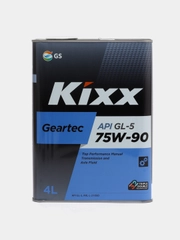Масло трансмиссионное Kixx Geartec, полусинтетическое, GL-5, 75W-90, 4 л