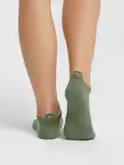 Зеленый короткие носки женские "смешное лицо"