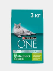 Сухой корм Purina ONE для взрослых кошек, с индейкой и цельными злаками, 3 кг