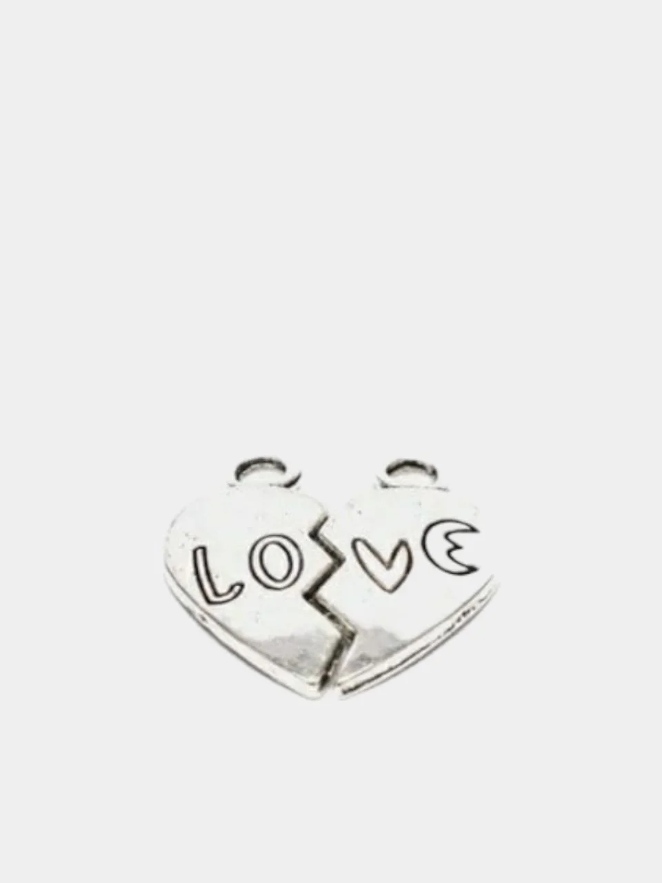 Серебряный парный кулон или подвеска "Love", металл, 2 штуки