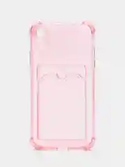 Розовый чехол для iPhone XR, 11, 12, 13, 14 Pro Max, 7, 8+, прозрачный, силиконовый, с карманом для карт