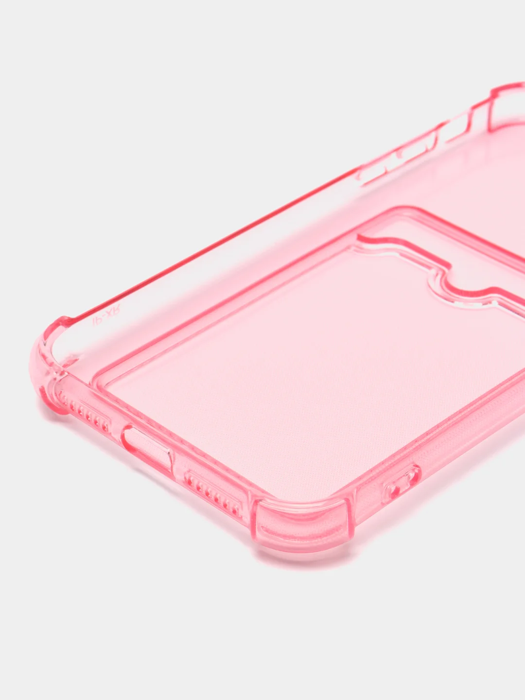 Розовый чехол для iPhone XR, 11, 12, 13, 14 Pro Max, 7, 8+, прозрачный, силиконовый, с карманом для карт