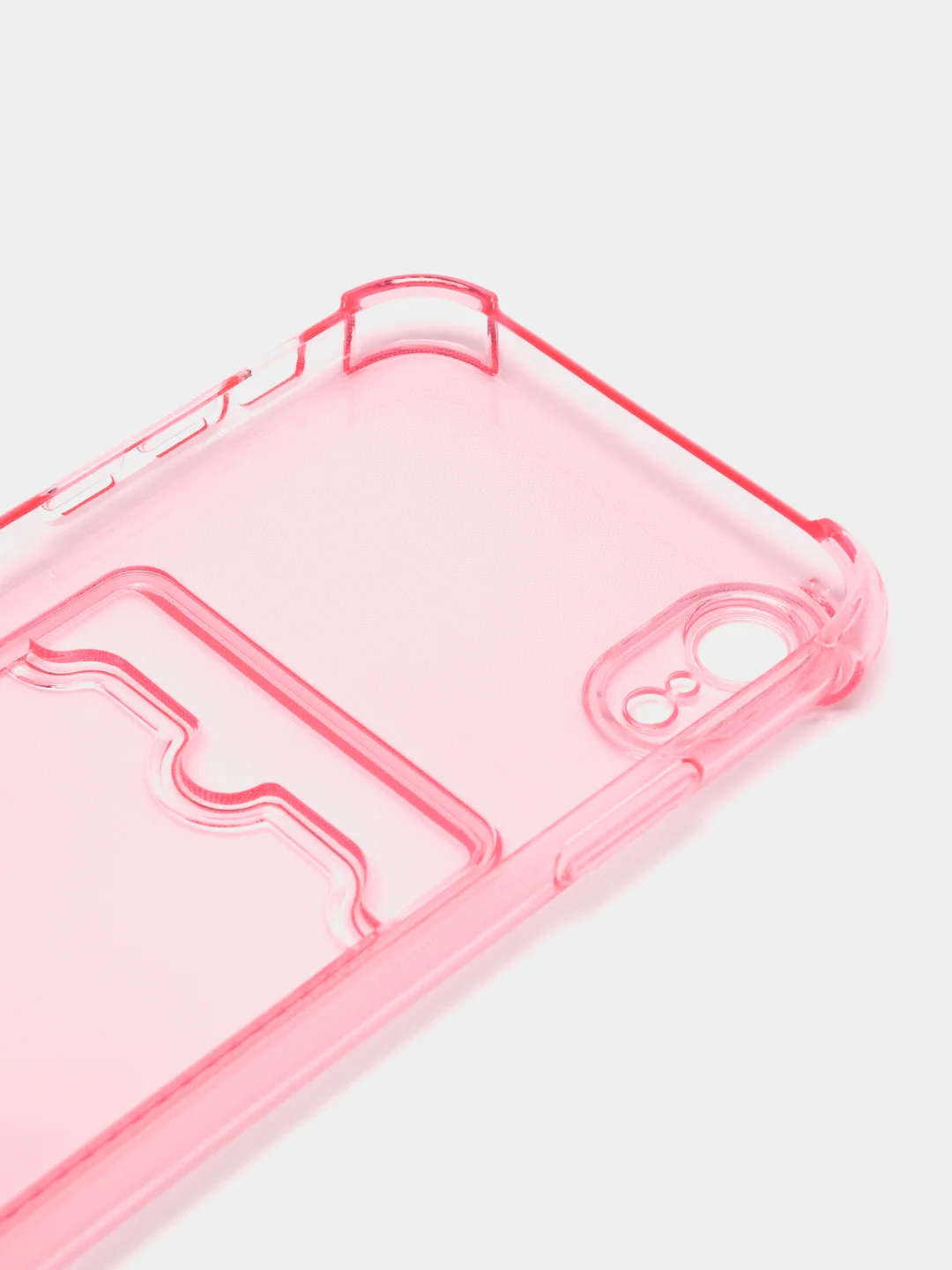Розовый чехол для iPhone XR, 11, 12, 13, 14 Pro Max, 7, 8+, прозрачный, силиконовый, с карманом для карт