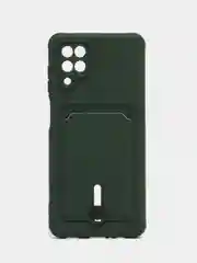 Зеленый чехол Samsung Galaxy A12 / M12, Самсунг Галакси А12 / М12 силиконовый с карманом для карты