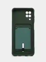 Зеленый чехол Samsung Galaxy A12 / M12, Самсунг Галакси А12 / М12 силиконовый с карманом для карты