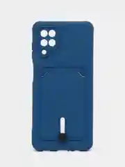 Синий чехол Samsung Galaxy A12 / M12, Самсунг Галакси А12 / М12 силиконовый с карманом для карты