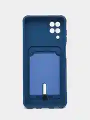 Синий чехол Samsung Galaxy A12 / M12, Самсунг Галакси А12 / М12 силиконовый с карманом для карты