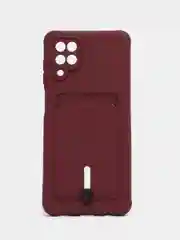 Бордовый чехол Samsung Galaxy A12 / M12, Самсунг Галакси А12 / М12 силиконовый с карманом для карты