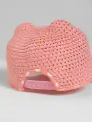 Розовый детская соломенная шляпа-кепка с козырьком  "Котик" для девочки